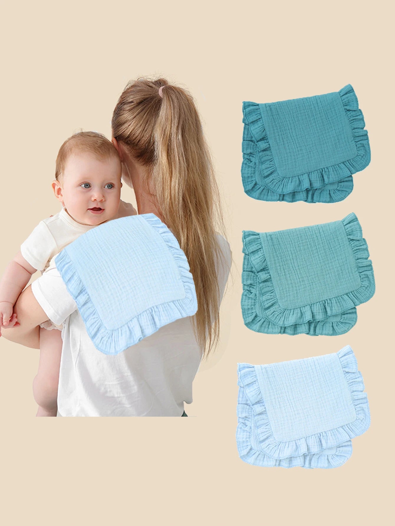 3-Piece Muslin Cotton Burp Cloth Set