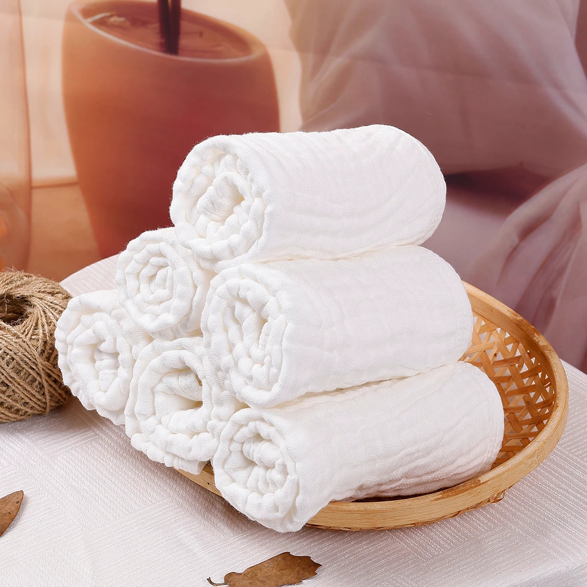 6-Piece Soft Muslin Baby Burp Cloth & Washcloth Set – Gentle, Absorbent & Multipurpose