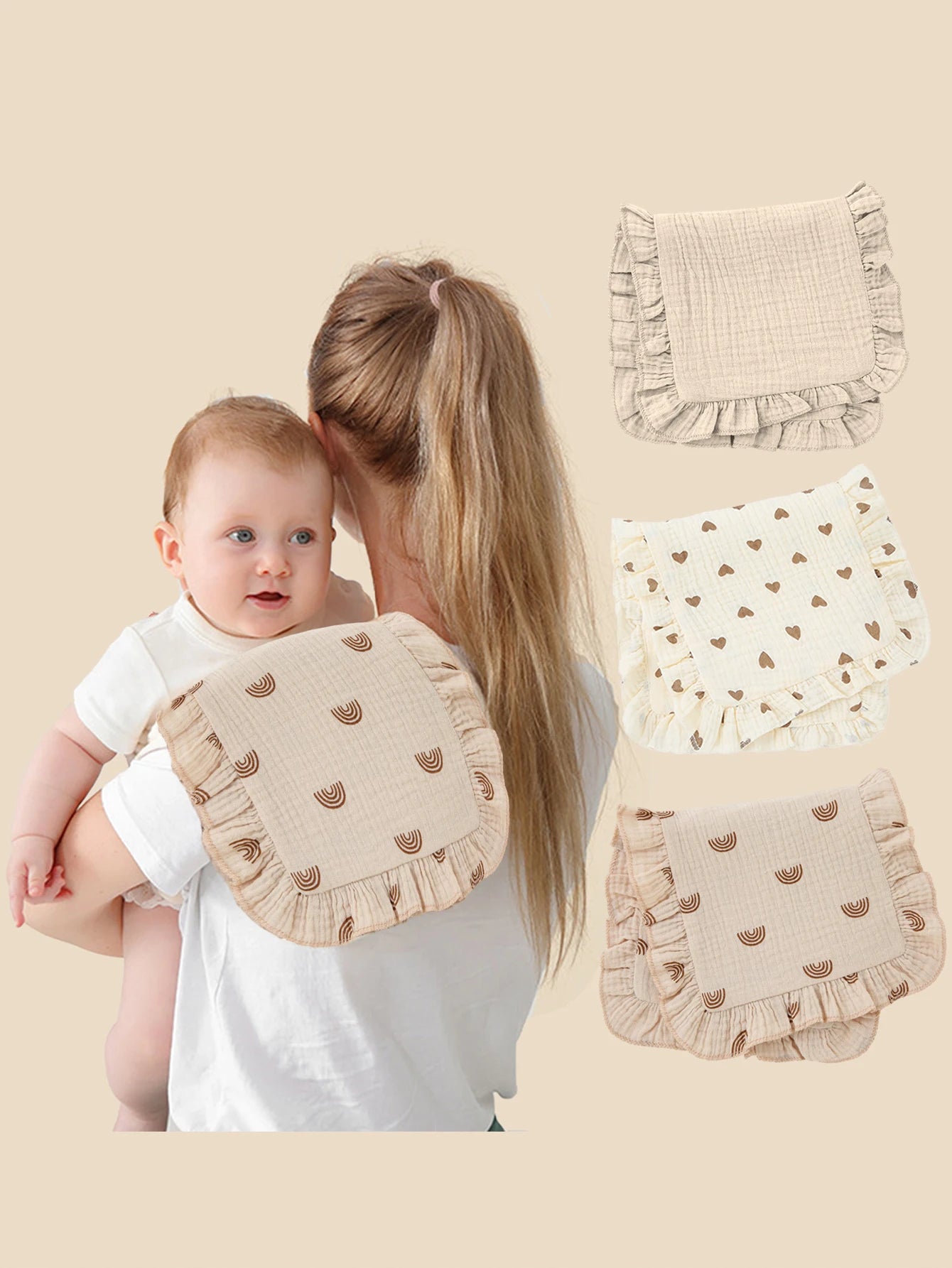 3-Piece Muslin Cotton Burp Cloth Set
