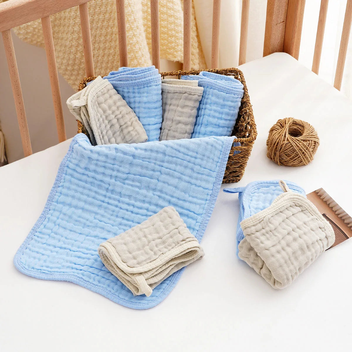 6-Piece Soft Muslin Baby Burp Cloth & Washcloth Set – Gentle, Absorbent & Multipurpose