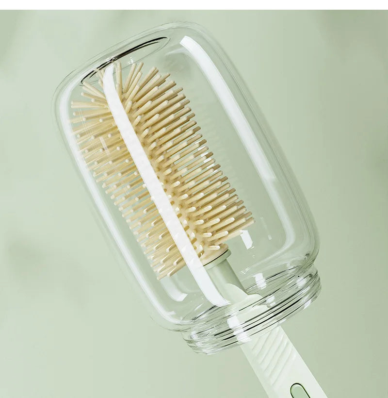 Baby Silicone Bottle Brush Portable Straight Handle Cleaning Tool Set 360° Rotating Drying Rack Combination Bottle Washing Brush