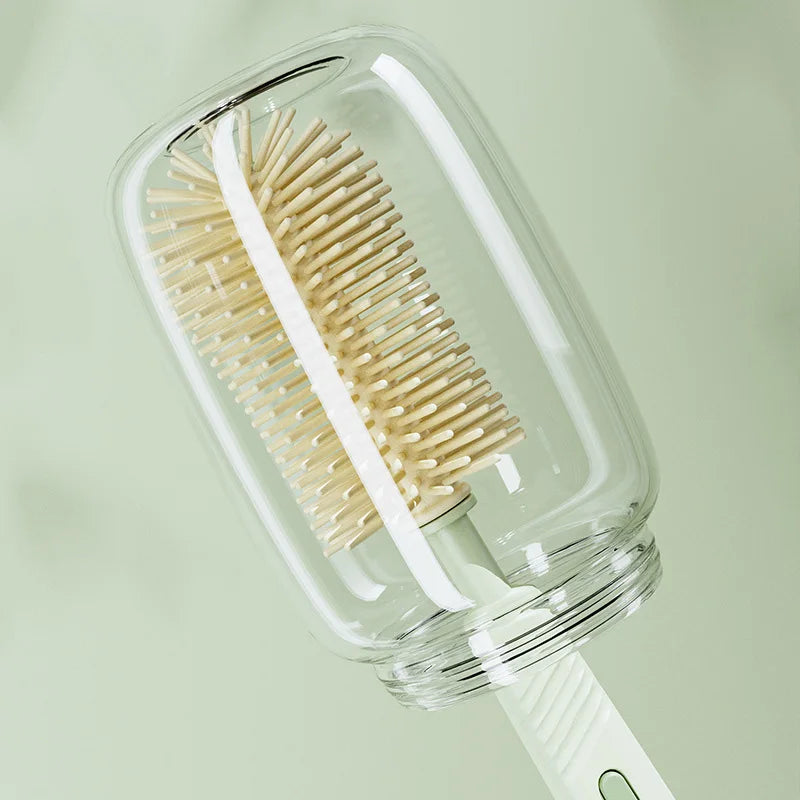 Baby Silicone Bottle Brush Portable Straight Handle Cleaning Tool Set 360° Rotating Drying Rack Combination Bottle Washing Brush