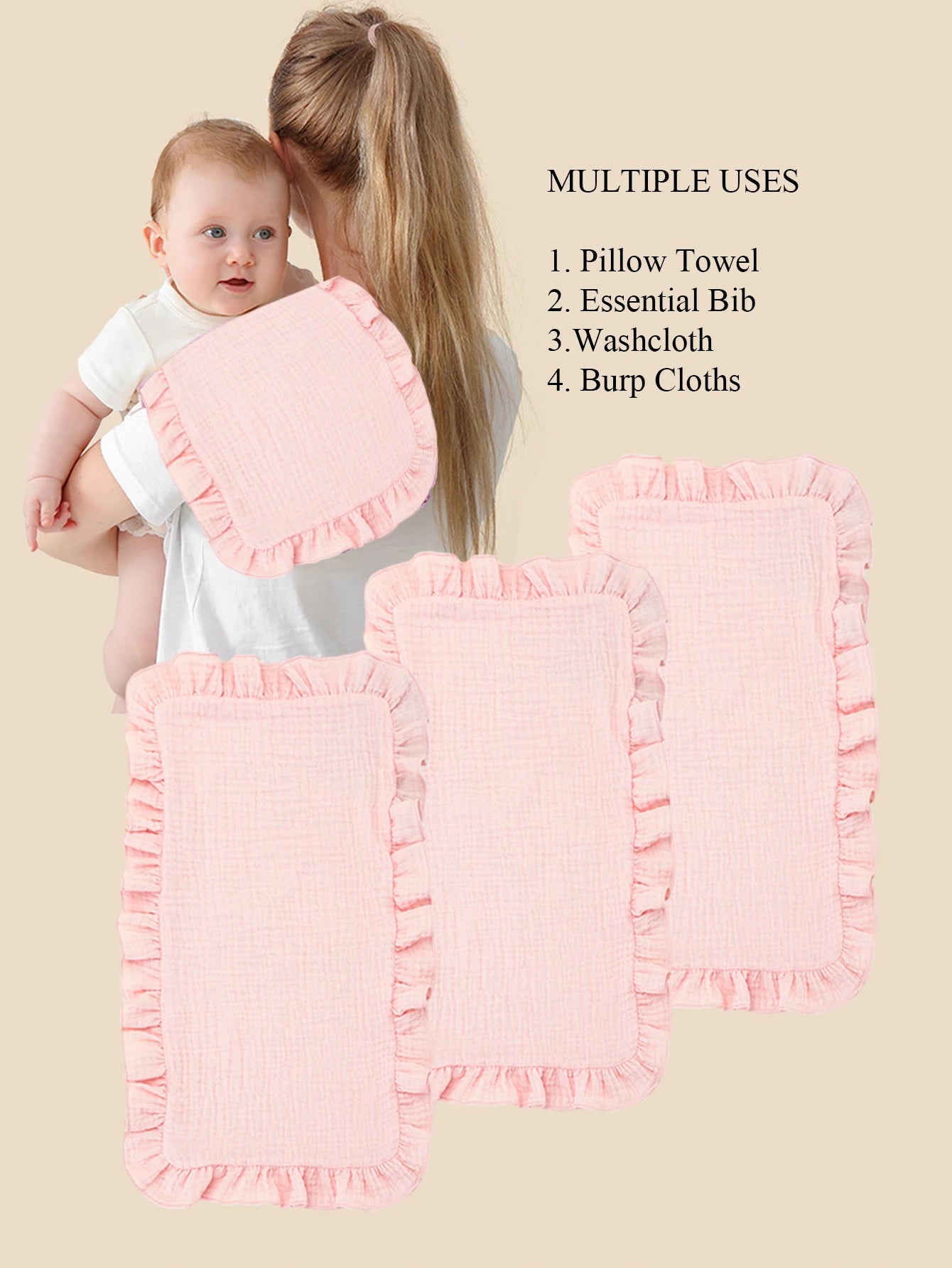 3-Piece Muslin Cotton Burp Cloth Set