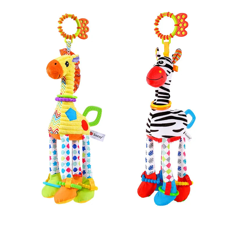 Soft Animal Handbells Rattles Plush Infant Baby Development Handle Toys  For Newborn Gifts